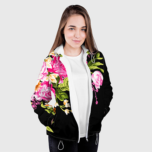Женская куртка Букет цветов / 3D-Белый – фото 3