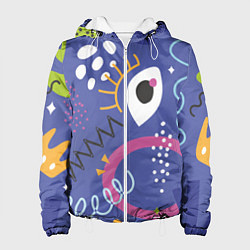 Куртка с капюшоном женская Абстракция глаз корона, цвет: 3D-белый