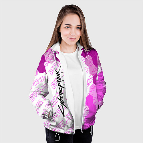 Женская куртка Cyberpunk 2077 pro gaming: по-вертикали / 3D-Белый – фото 3