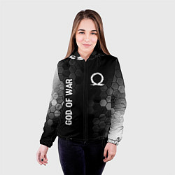 Куртка с капюшоном женская God of War glitch на темном фоне: надпись, символ, цвет: 3D-черный — фото 2