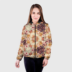 Куртка с капюшоном женская Цветы абстрактные розы, цвет: 3D-черный — фото 2