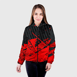 Куртка с капюшоном женская Красные брызги на черном фоне, цвет: 3D-черный — фото 2