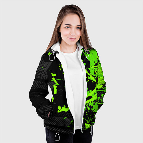 Женская куртка Black & Green / 3D-Белый – фото 3