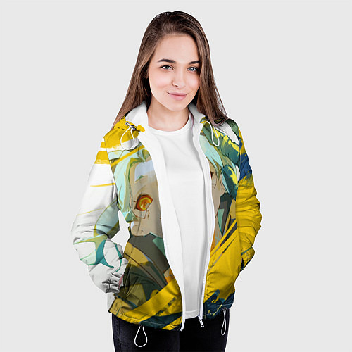 Женская куртка Киберпанк: Бегущие по краю Ребекка / 3D-Белый – фото 3