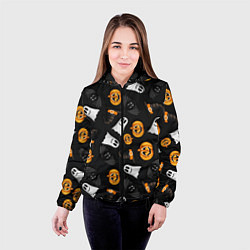 Куртка с капюшоном женская Тыквы и привидения, цвет: 3D-черный — фото 2