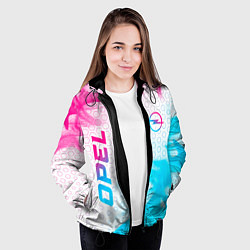 Куртка с капюшоном женская Opel neon gradient style: надпись, символ, цвет: 3D-черный — фото 2