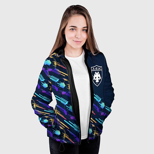 Женская куртка AEK Athens градиентные мячи / 3D-Черный – фото 3