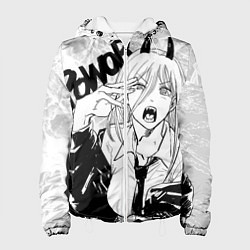 Куртка с капюшоном женская Пауэр - Человек-бензопила, цвет: 3D-белый