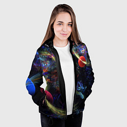 Куртка с капюшоном женская Abstract space composition, цвет: 3D-черный — фото 2