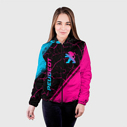 Куртка с капюшоном женская Peugeot - neon gradient: надпись, символ, цвет: 3D-черный — фото 2