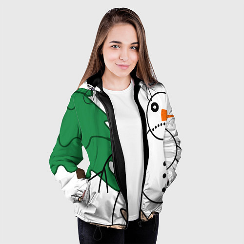 Женская куртка Собака писает на снеговика / 3D-Черный – фото 3