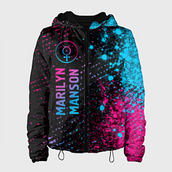 Куртка с капюшоном женская Marilyn Manson - neon gradient: по-вертикали, цвет: 3D-черный