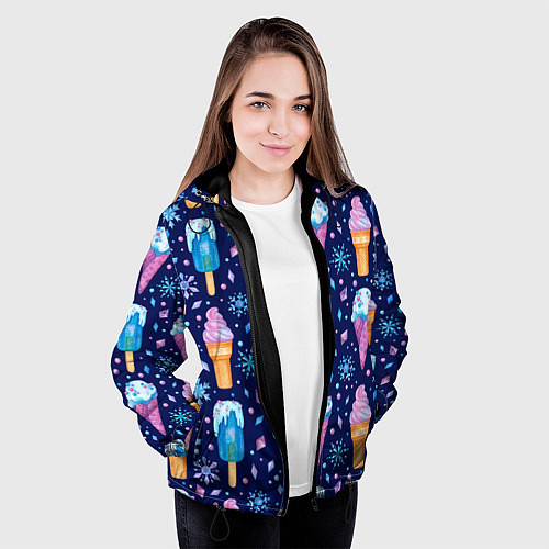 Женская куртка Новогоднее мороженое / 3D-Черный – фото 3