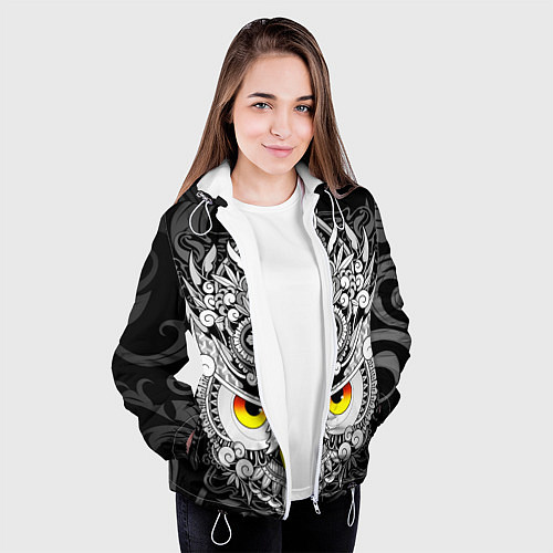 Женская куртка Сова с золотыми глазами / 3D-Белый – фото 3
