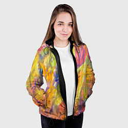 Куртка с капюшоном женская Абстракция осенняя листва акварель, цвет: 3D-черный — фото 2