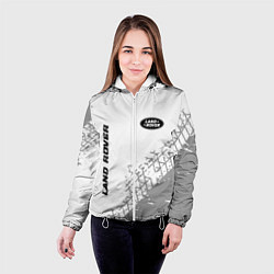 Куртка с капюшоном женская Land Rover speed на светлом фоне со следами шин: н, цвет: 3D-белый — фото 2