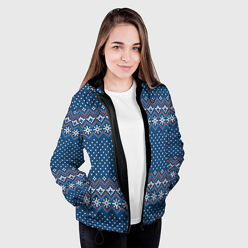 Женская куртка Вязанный стиль - классика / 3D-Черный – фото 3