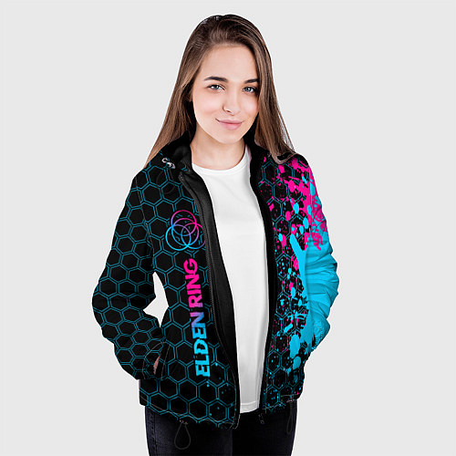 Женская куртка Elden Ring - neon gradient: по-вертикали / 3D-Черный – фото 3