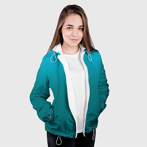 Женская куртка Градиент бирюзовый / 3D-Белый – фото 3