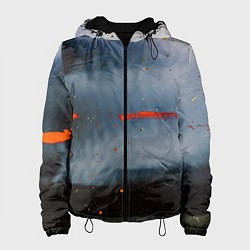 Куртка с капюшоном женская Абстрактный синий туман и мазки красок, цвет: 3D-черный