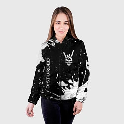 Куртка с капюшоном женская Disturbed и рок символ на темном фоне, цвет: 3D-черный — фото 2