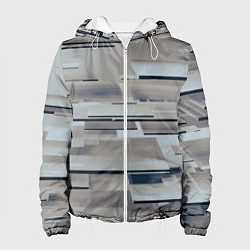 Куртка с капюшоном женская Металлические пластины в абстракции, цвет: 3D-белый