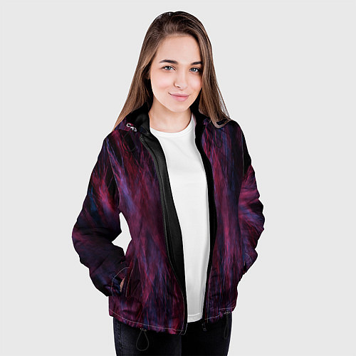 Женская куртка Сине-красный мех / 3D-Черный – фото 3