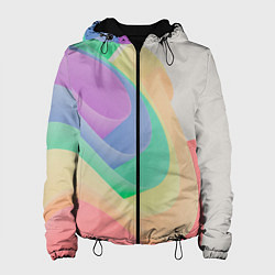 Куртка с капюшоном женская Волнообразные разноцветные листы, цвет: 3D-черный