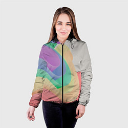 Куртка с капюшоном женская Волнообразные разноцветные листы, цвет: 3D-черный — фото 2