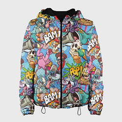Куртка с капюшоном женская Сумасшедший поп-арт, цвет: 3D-черный