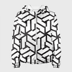 Куртка с капюшоном женская Чёрно-белый бесконечный лабиринт, цвет: 3D-белый