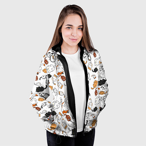 Женская куртка Вечеринка кошек / 3D-Черный – фото 3