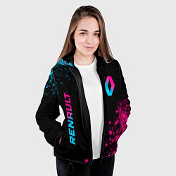 Куртка с капюшоном женская Renault - neon gradient: надпись, символ, цвет: 3D-черный — фото 2