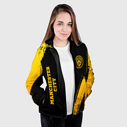 Куртка с капюшоном женская Manchester City - gold gradient: надпись, символ, цвет: 3D-черный — фото 2