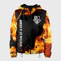 Куртка с капюшоном женская System of a Down и пылающий огонь, цвет: 3D-черный