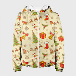 Куртка с капюшоном женская С Новым 2023 Годом, цвет: 3D-белый