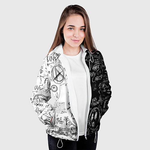 Женская куртка Dead inside mood ZXC / 3D-Белый – фото 3