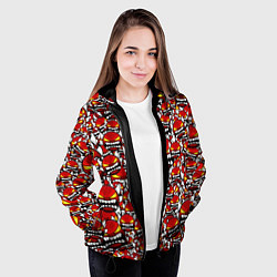 Куртка с капюшоном женская Геометри Даш демоны паттерн, цвет: 3D-черный — фото 2