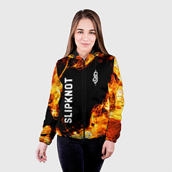 Куртка с капюшоном женская Slipknot и пылающий огонь, цвет: 3D-черный — фото 2