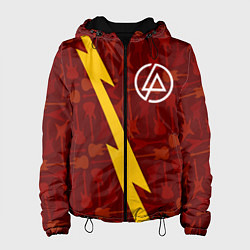 Куртка с капюшоном женская Linkin Park гитары и молния, цвет: 3D-черный