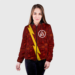Куртка с капюшоном женская Linkin Park гитары и молния, цвет: 3D-черный — фото 2