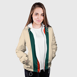 Куртка с капюшоном женская Полосы триколор красный зеленый, цвет: 3D-белый — фото 2