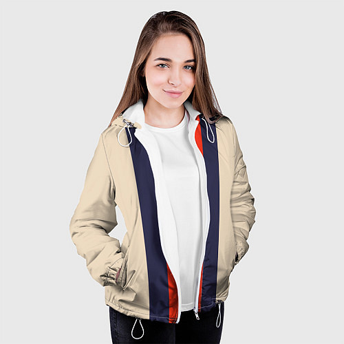 Женская куртка Полосы триколор синий красный / 3D-Белый – фото 3