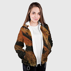 Куртка с капюшоном женская Тёмно-оранжевые краски, цвет: 3D-белый — фото 2