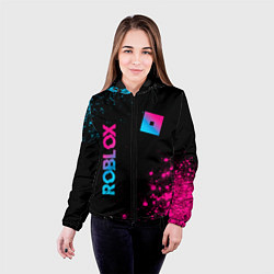 Куртка с капюшоном женская Roblox - neon gradient: надпись, символ, цвет: 3D-черный — фото 2