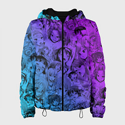 Куртка с капюшоном женская Ахегао красивый неон, цвет: 3D-черный