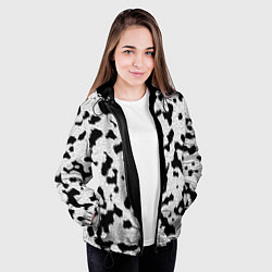 Куртка с капюшоном женская Далматин - текстура, цвет: 3D-черный — фото 2