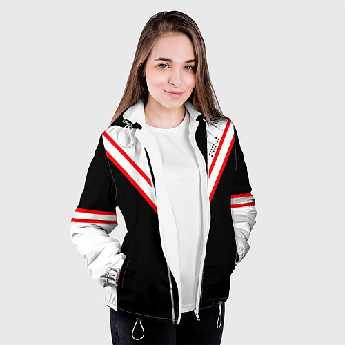 Женская куртка FIRM черная с белым углом / 3D-Белый – фото 3