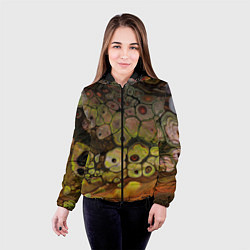 Куртка с капюшоном женская Оранжевые камни, вода и краски, цвет: 3D-черный — фото 2