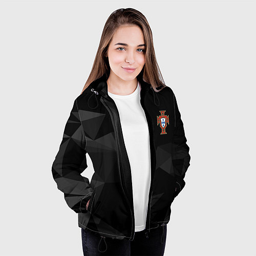 Женская куртка Сборная Португалии треугольники / 3D-Черный – фото 3